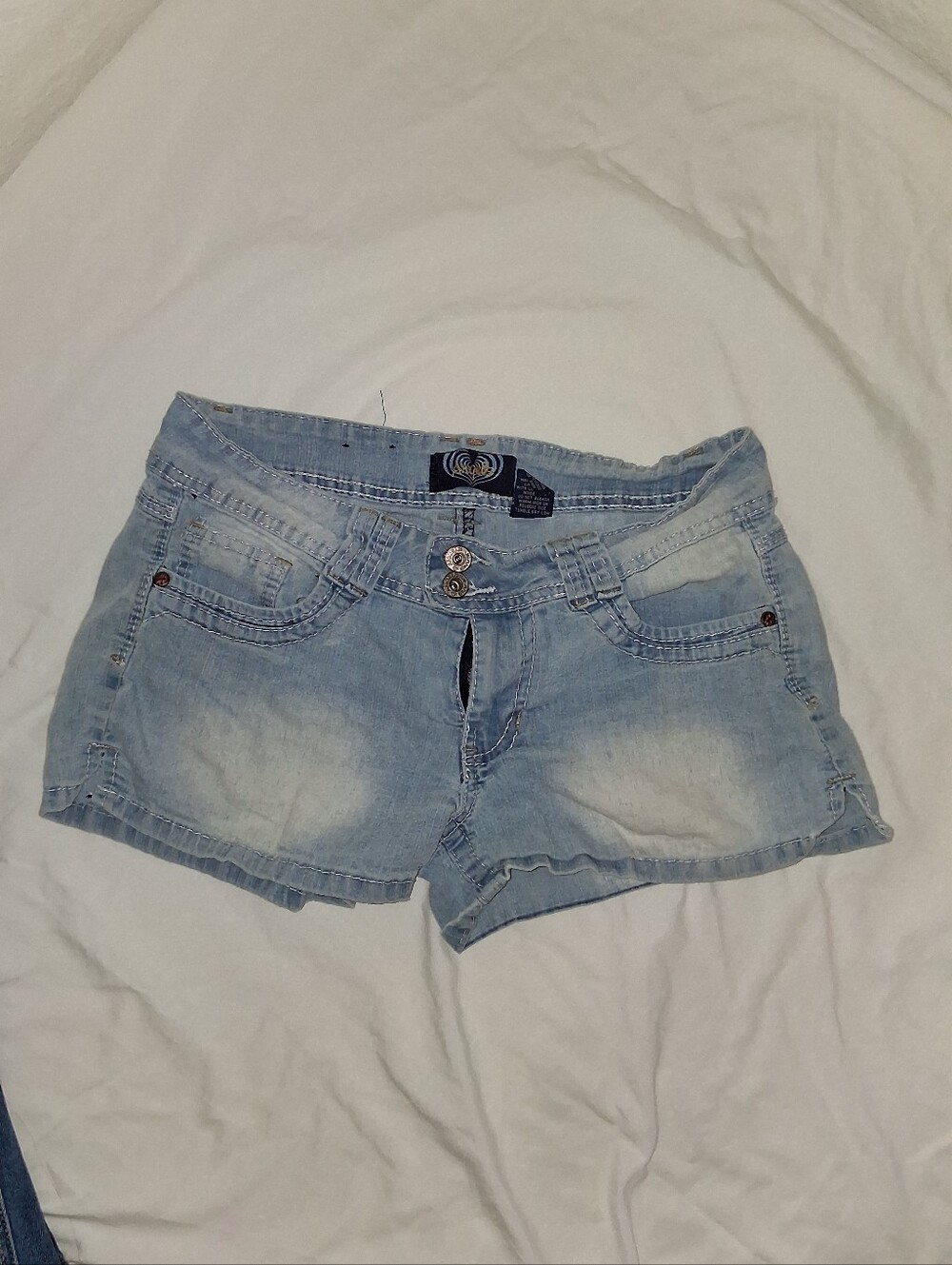 Angels Light Blue Denim Jean Shorts